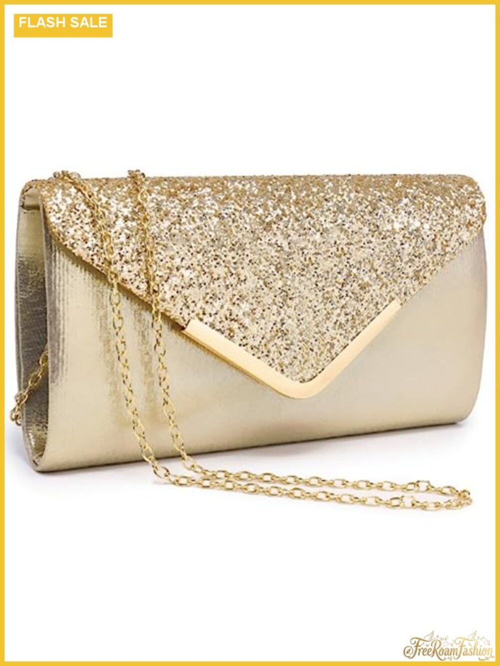 Satin Glitter Evening Clutch for Wedding Prom Handbags with Chain Strap